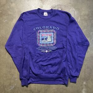 Vintage 80s Colorado Rocky Mountains Purple Sweatshirt